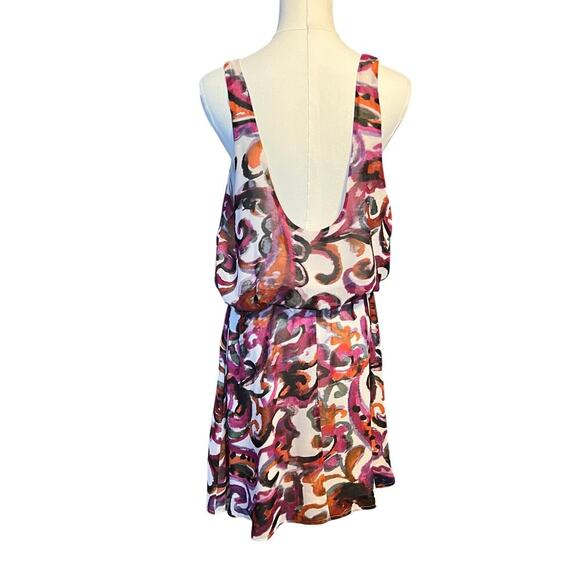 Patterson J. Kincaid Blouson Mini Shift Dress.  Scoop Neck and Back.  Size Large - Picture 3 of 8